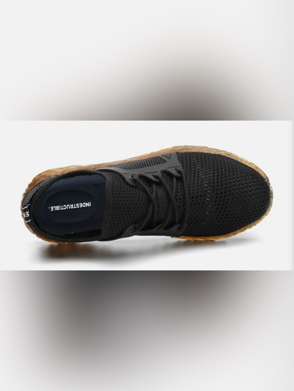 Men's Black Knit indestructible steel-toed Sneaker Gum Sole